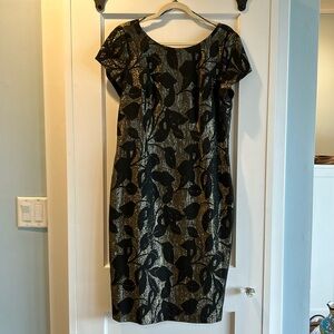 Adrianna Papell Metallic Leaf Sheath dress Size 14